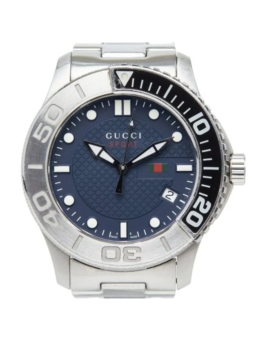 Gucci Timeless Sports Watch Navy Silver Stainless Steel